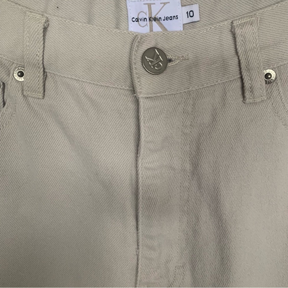 CALVIN KLEIN Barrel Jeans Tapered 5 Pocket Pants Belt Loops Spring Beige Size 10 - Picture 5 of 15